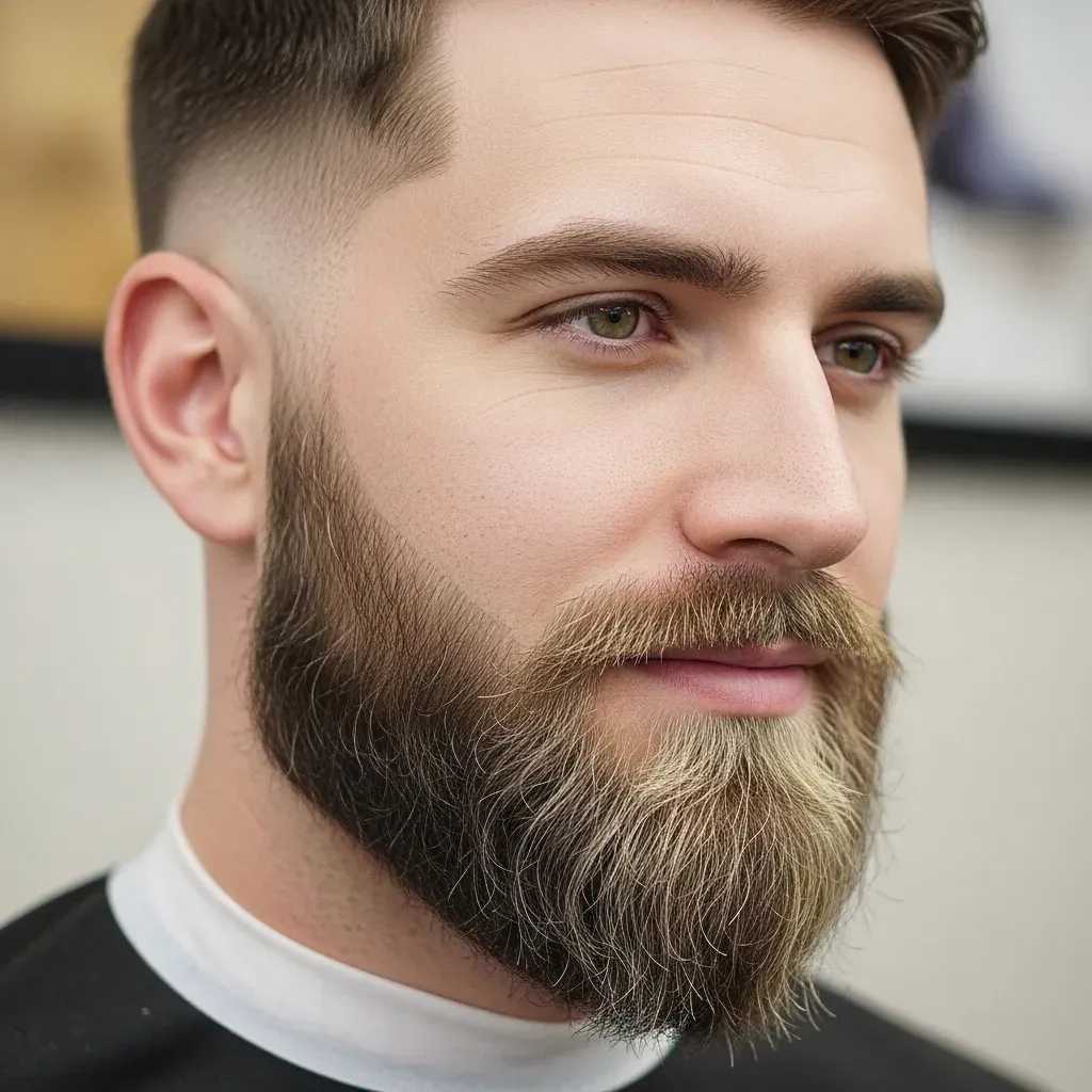 Beard Fade with Highlighted Streaks