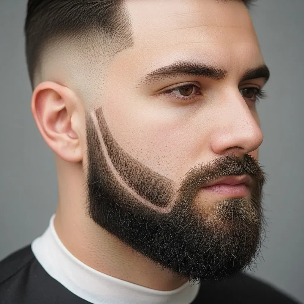 Beard Fade with Sculpted Lines
