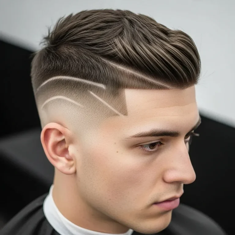 Caesar Fade with Razor Detailing