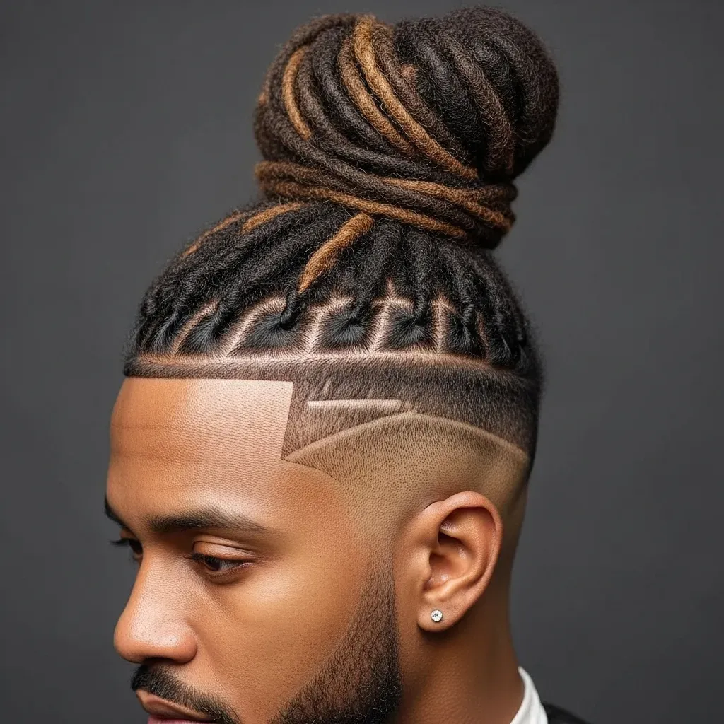 Dreadlock Bun with Skin Fade