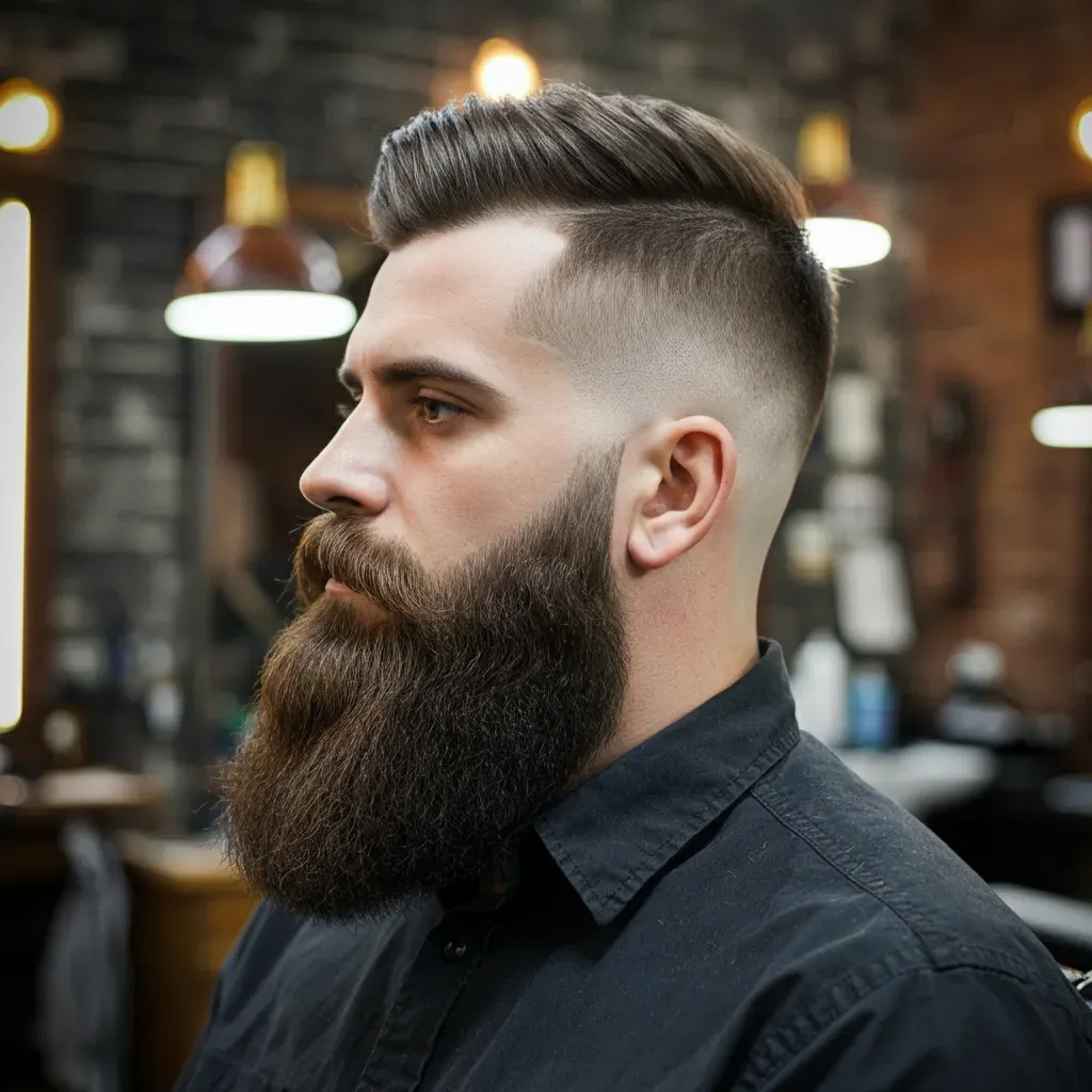 High-Fade Beard with Full-Length Beard
