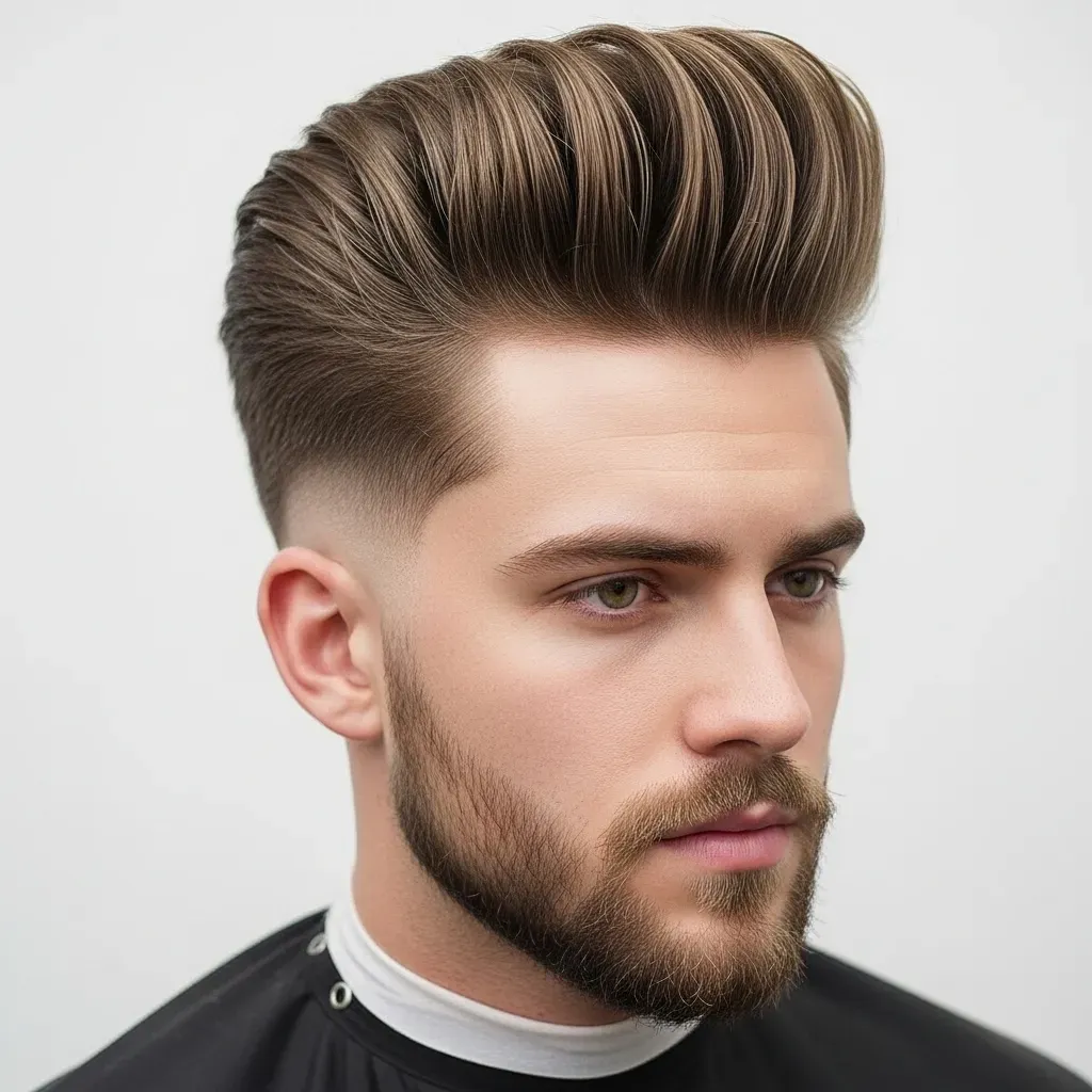 High-Volume Pompadour with Tapered Fade