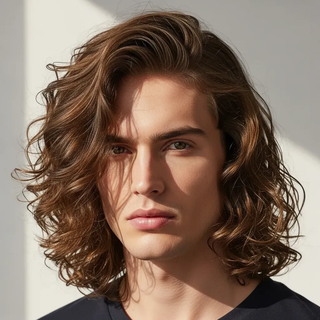 Long Curly Layers with a Natural Part