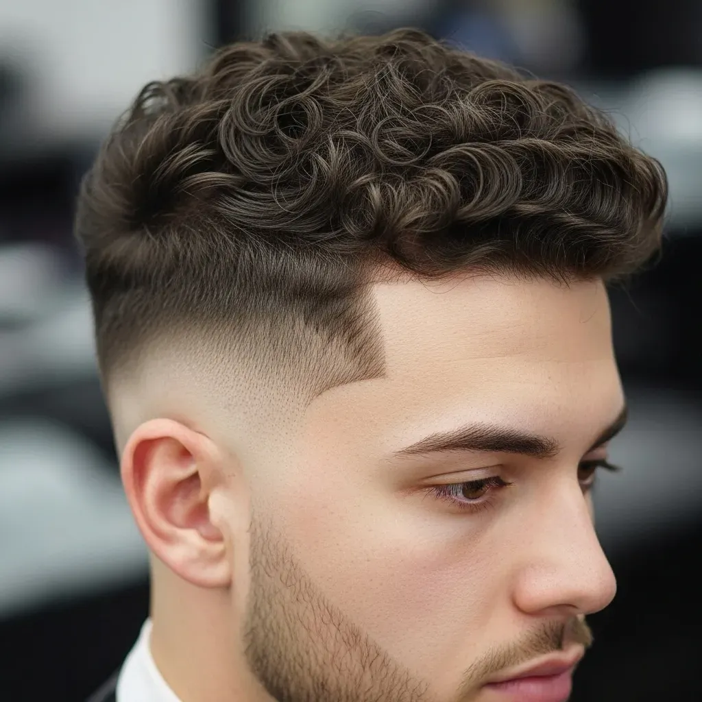 Low Drop Fade with Curly Top