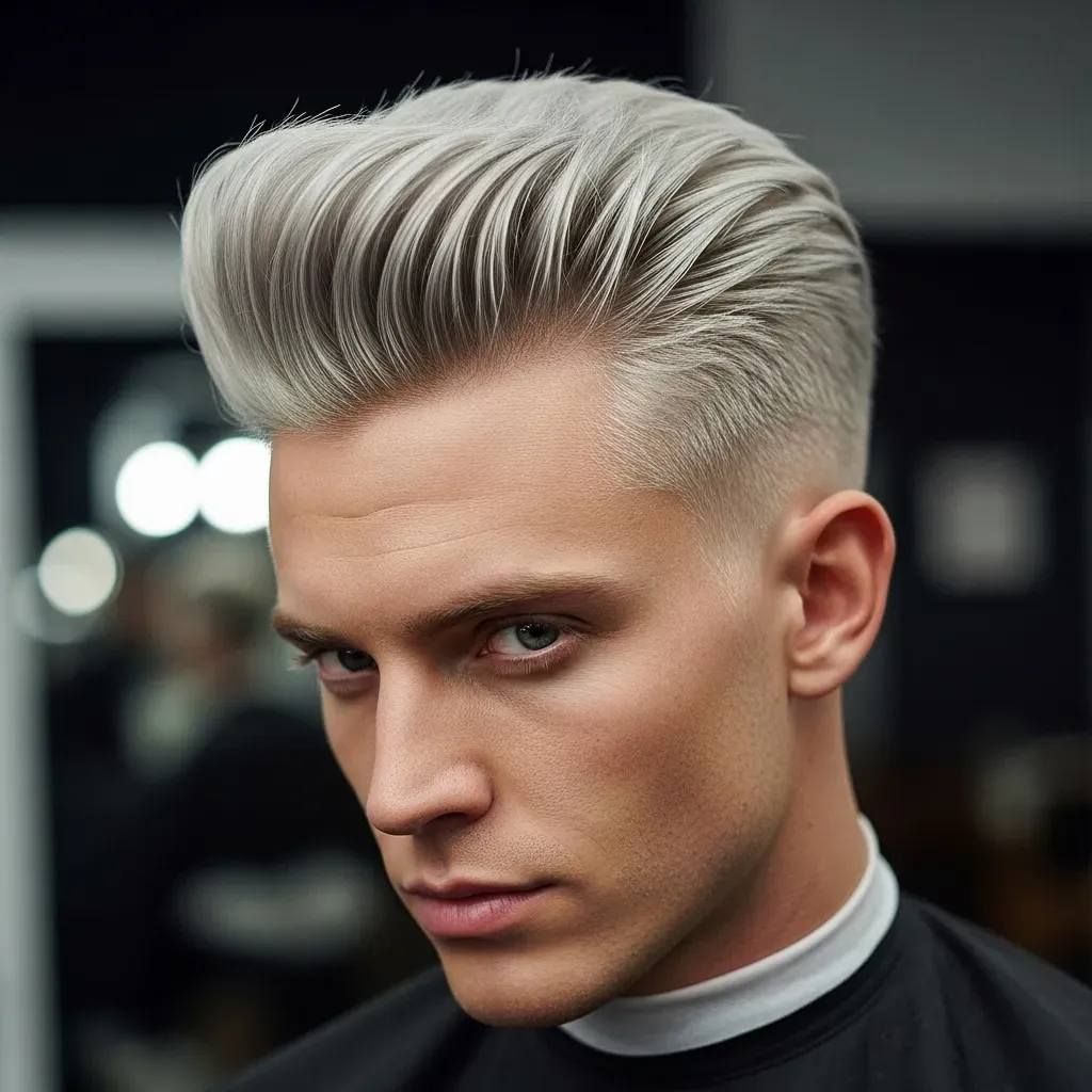 Platinum Pompadour with Natural Sides