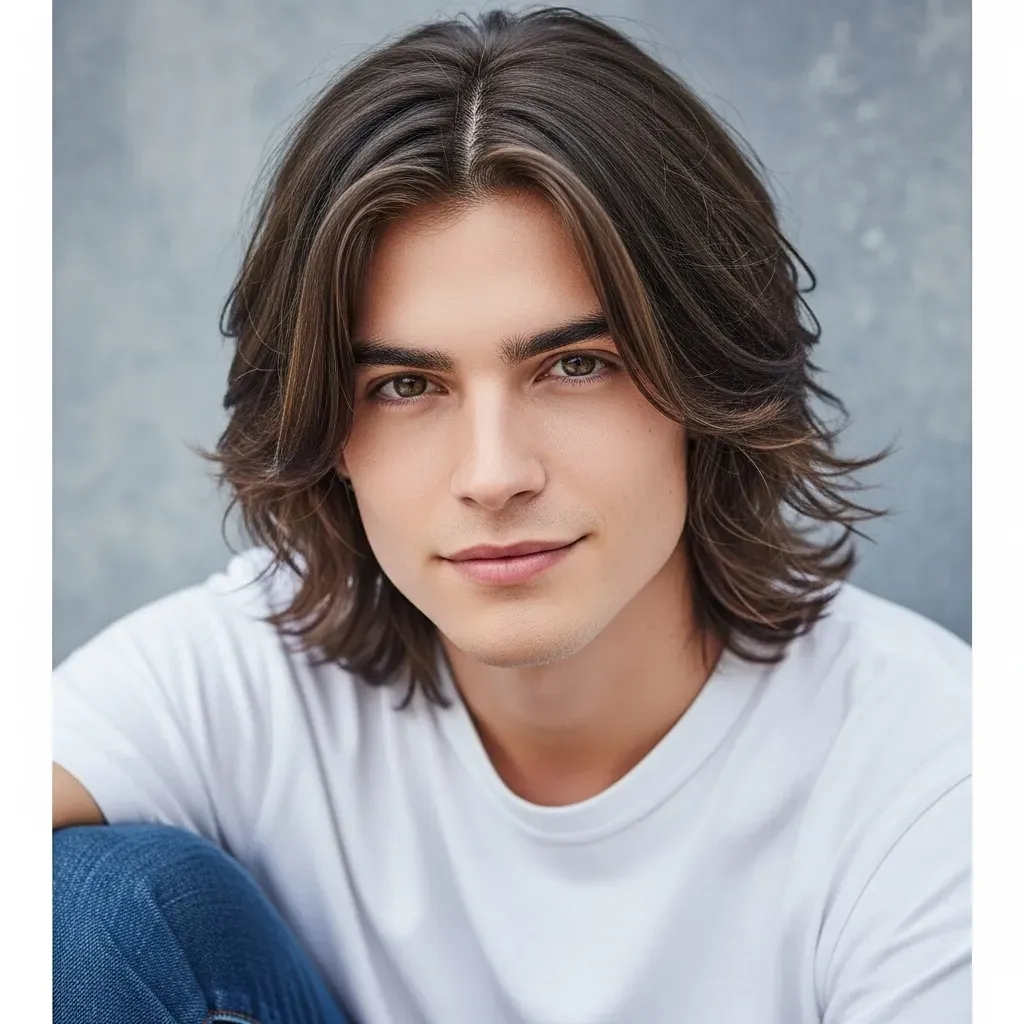 Shoulder-Length Layers with Center Part