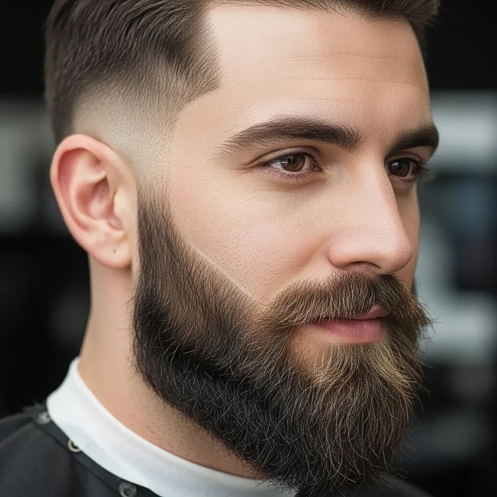 Subtle Sideburn Fade with Long Beard
