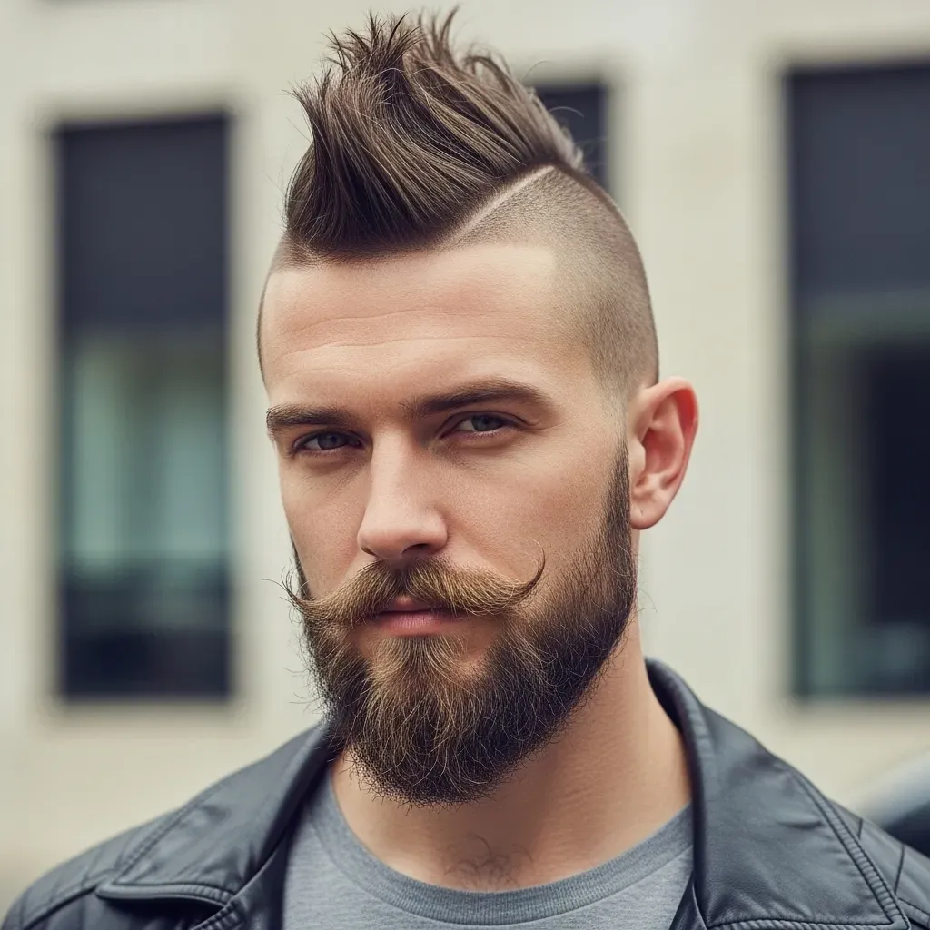 Buzz Mohawk with a Disconnected Beard