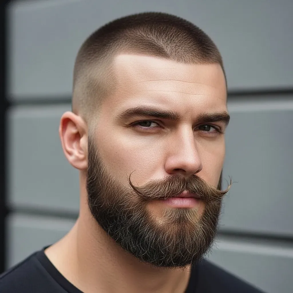 Buzzcut with a Bold Anchor Beard