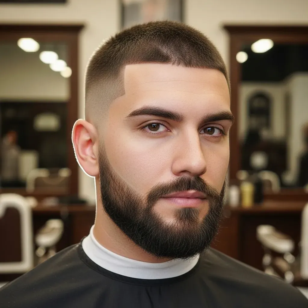Buzzcut with a Tapered Beard Fade