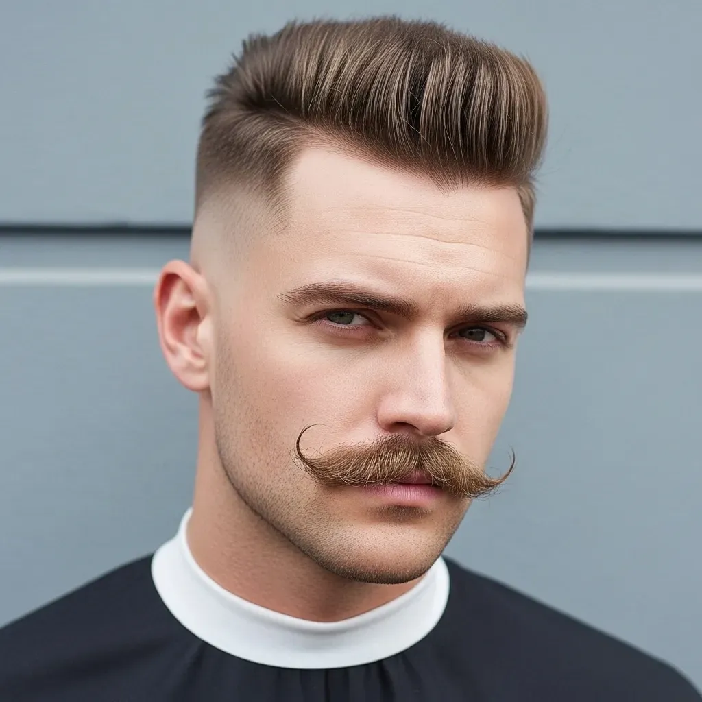 High and Tight Buzzcut with a Chevron Mustache