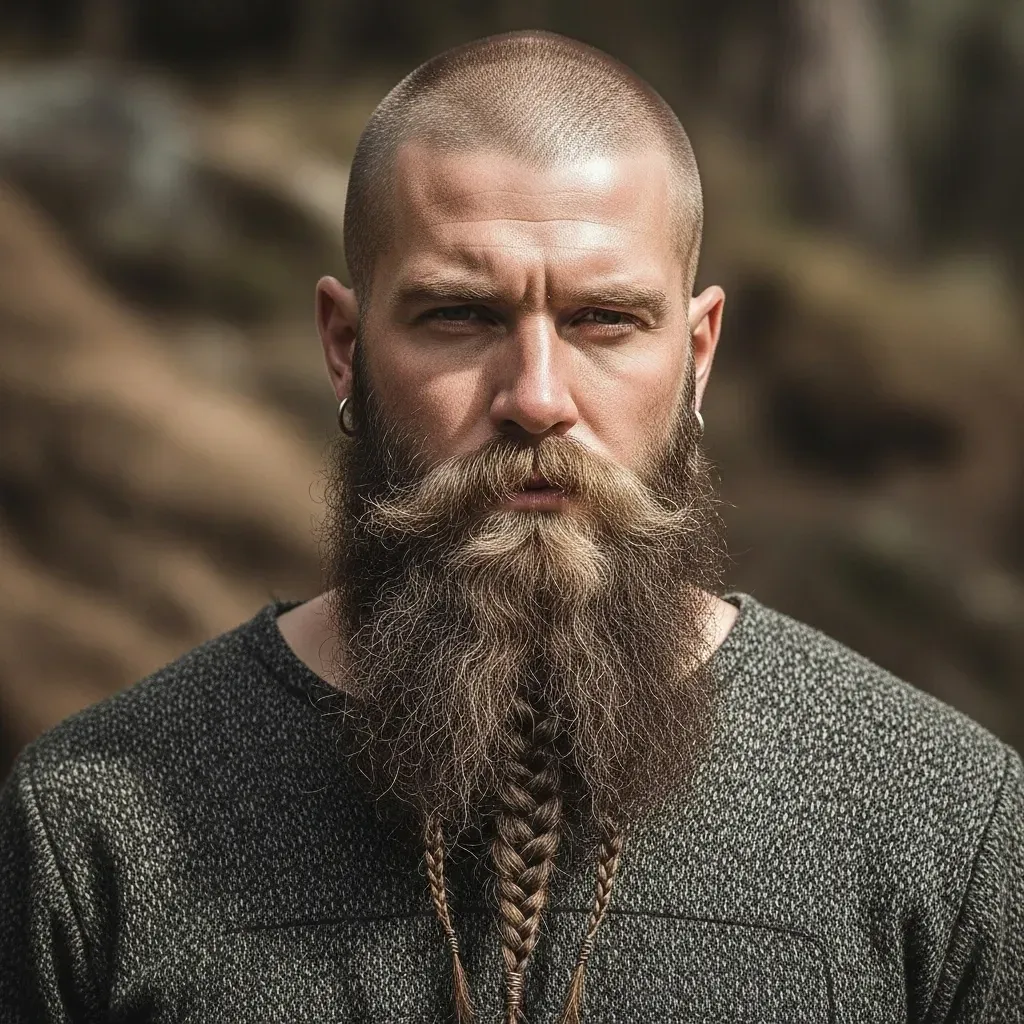 Skin Fade Buzzcut with a Full Viking Beard